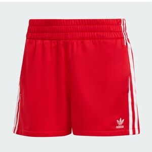 adidas Women's Red Athletic Shorts with White 3-Stripes, Size Small